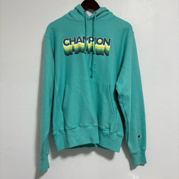 Champion Reverse Weave Women's Small Teal Pullover Hoodie Hooded Sweatshirt - Picture 1 of 6